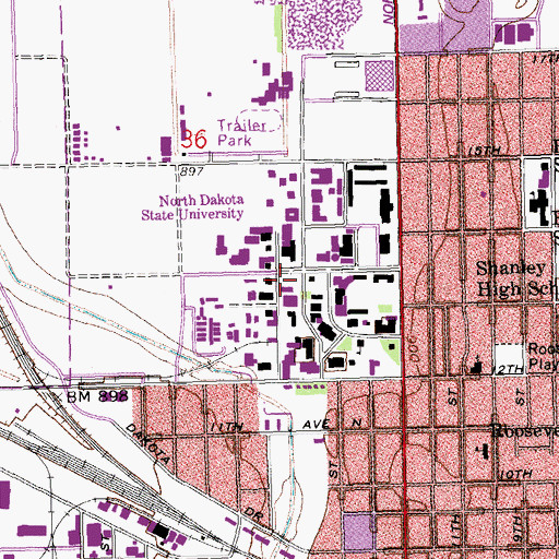 Topographic Map of Industrial Agriculture and Communications Center, ND
