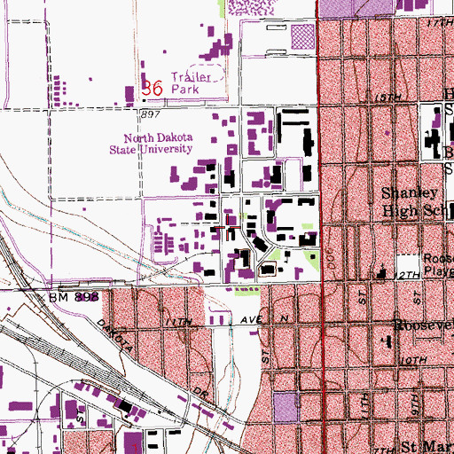 Topographic Map of Morrill Hall, ND