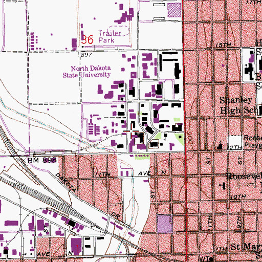 Topographic Map of North Dakota State University Heating Plant, ND