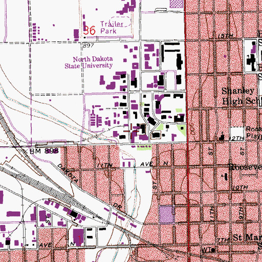 Topographic Map of Festival Concert Hall, ND