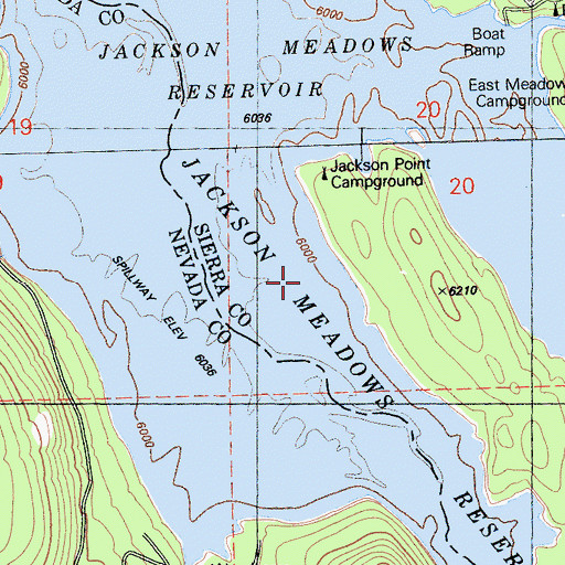 Topographic Map of Jackson Meadows Reservoir, CA