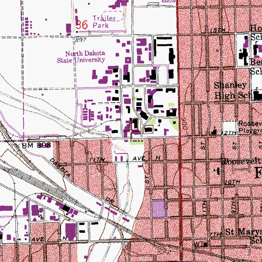 Topographic Map of Askanase Hall, ND