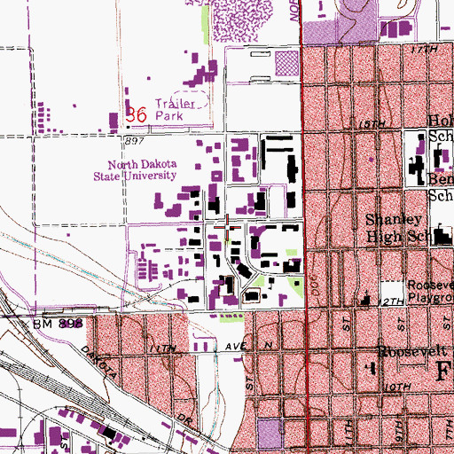 Topographic Map of Geosciences Building, ND