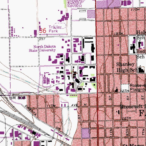 Topographic Map of Ladd Hall, ND