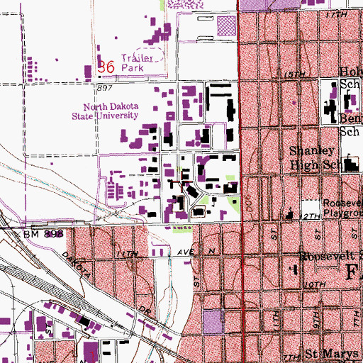 Topographic Map of Agriculture and Biosystems Engineering Building, ND