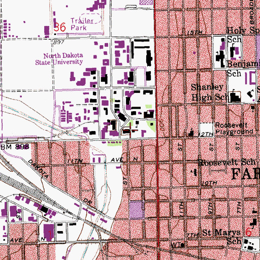 Topographic Map of Putnam Hall, ND