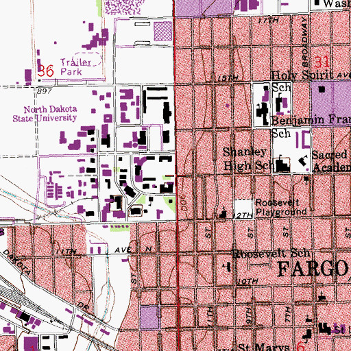 Topographic Map of Alumni Development Center, ND