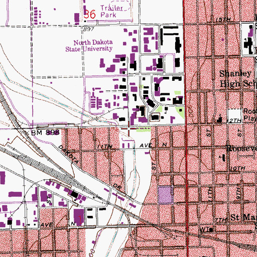 Topographic Map of Thordarson Hall, ND
