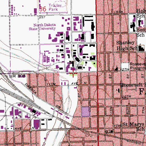 Topographic Map of Bison Block I, ND