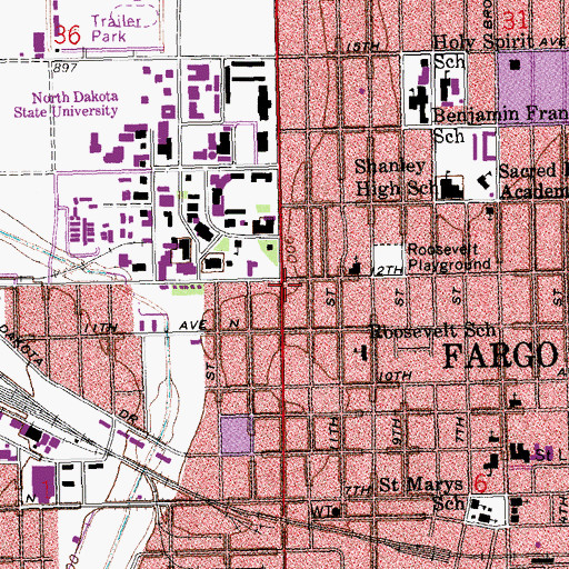 Topographic Map of Saint Paul's Chapel, ND