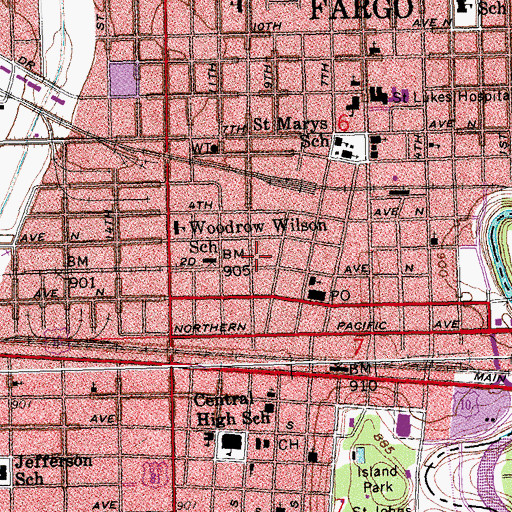 Topographic Map of Richard H Barry Hall, ND