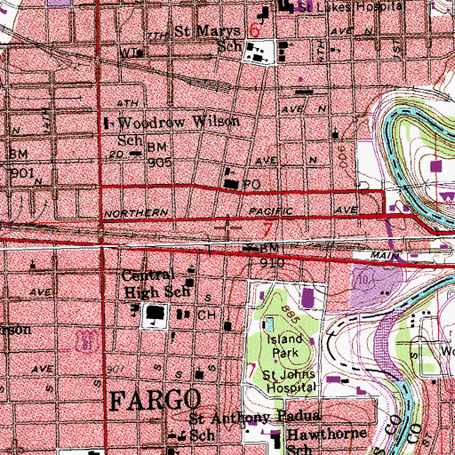 Topographic Map of Renaissance Hall, ND