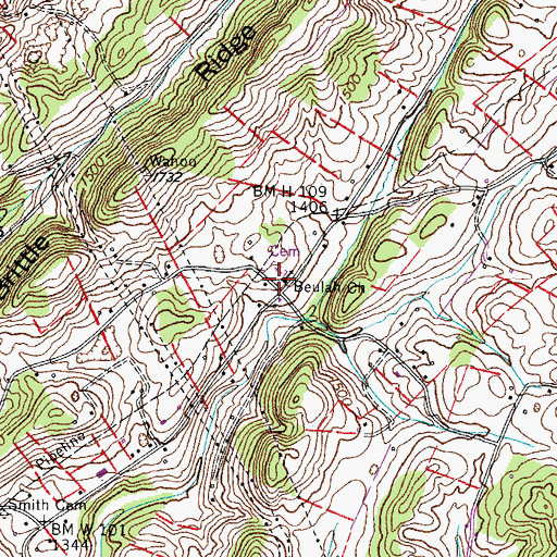 Topographic Map of Beulah Community Cemetery, TN