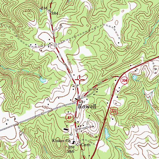 Topographic Map of Appling Census Designated Place, GA