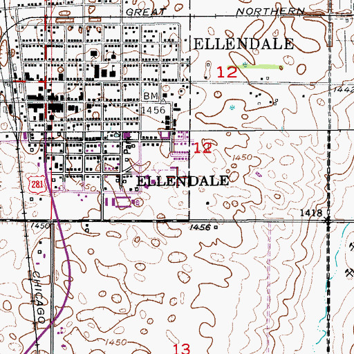 Topographic Map of Bob Tatum Field, ND
