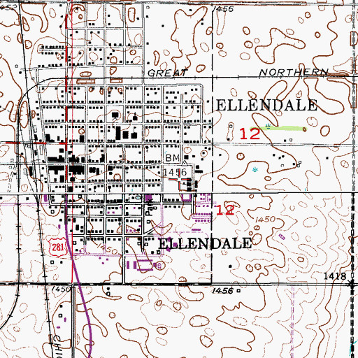 Topographic Map of Block Memorial Chapel, ND