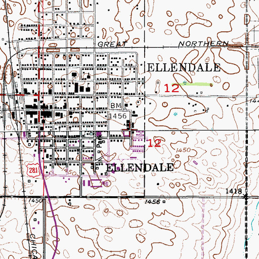 Topographic Map of Fern and John Liechty Fitness Center, ND