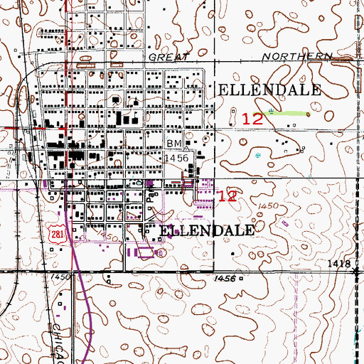 Topographic Map of Ray Ulmer Field House, ND