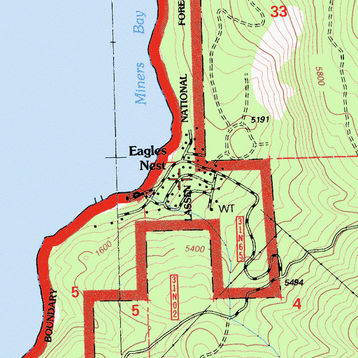 Topographic Map of Eagles Nest, CA