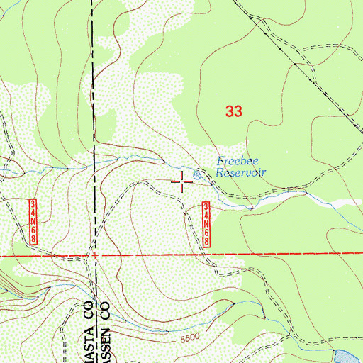 Topographic Map of Freebe Reservoir, CA