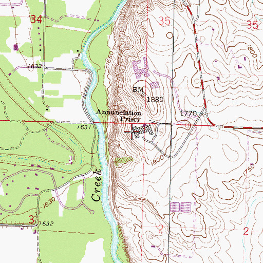 Topographic Map of Saint Josephs Hall for Men, ND