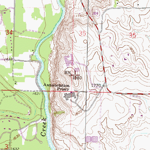 Topographic Map of Hillside Hall, ND