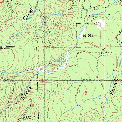 Topographic Map of North Fork Horse Range Creek, CA