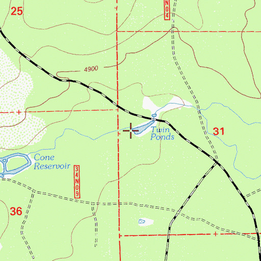 Topographic Map of Twin Ponds, CA