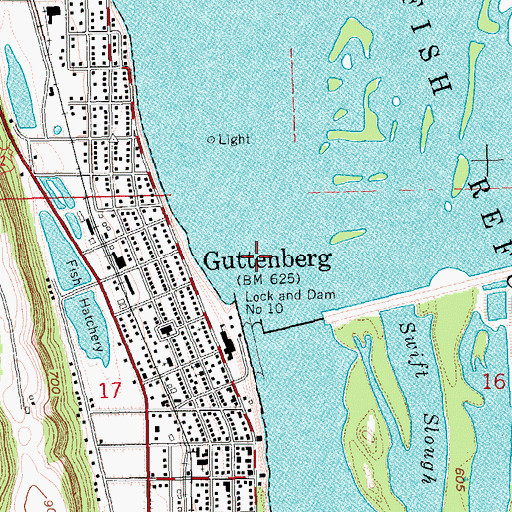 Topographic Map of Pool 10, IA