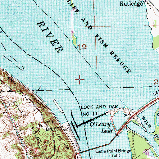 Topographic Map of Pool 11, IA