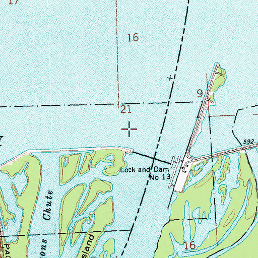 Topographic Map of Pool 13, IA