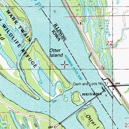 Topographic Map of Pool 17, IL