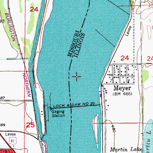 Topographic Map of Pool 20, IL