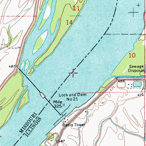 Topographic Map of Pool 21, IL