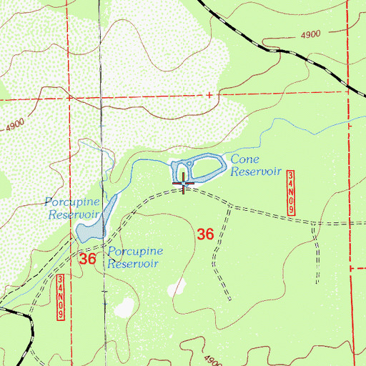 Topographic Map of Cone Reservoir, CA