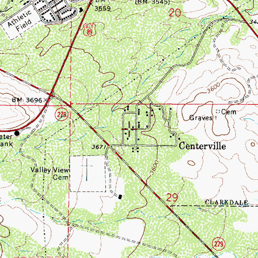 Topographic Map of Centerville, AZ