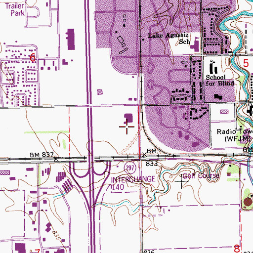 Topographic Map of Ina Mae Rude Entrepreneur Center, ND