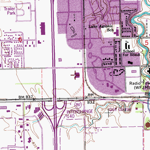 Topographic Map of Ryan Hall, ND