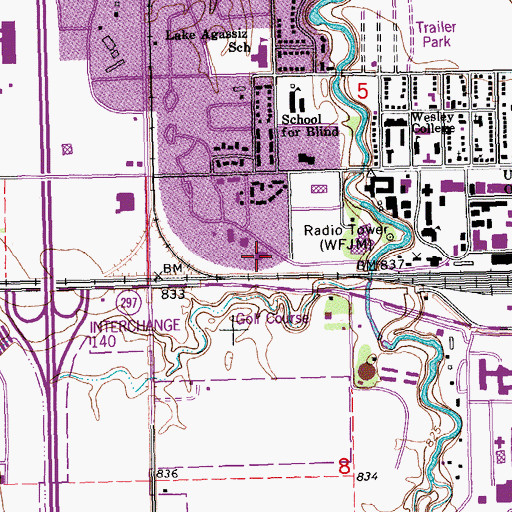 Topographic Map of Central Foods/Dining Services Building, ND