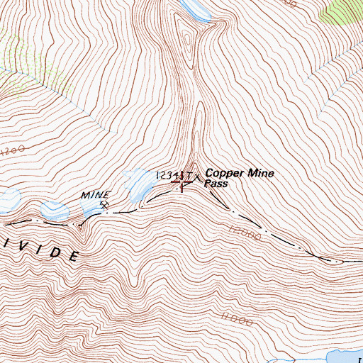 Topographic Map of Kings-Kaweah Divide, CA