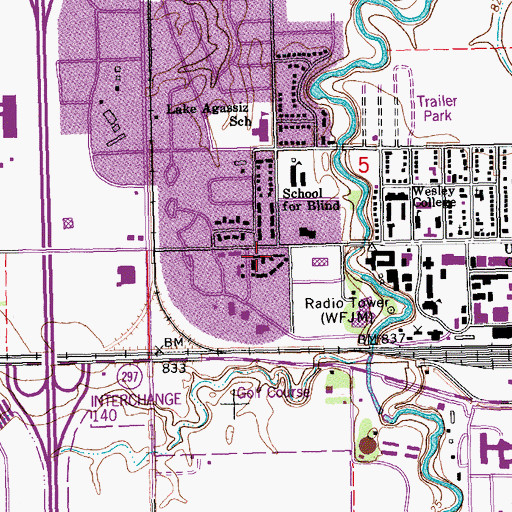 Topographic Map of University Place, ND