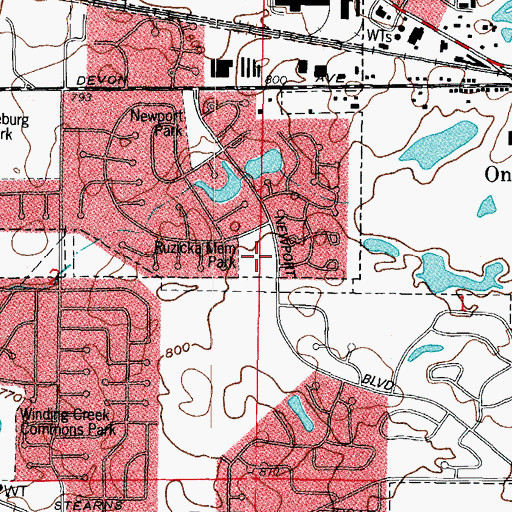 Topographic Map of Ruzicka Memorial Park, IL