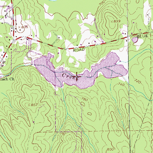 Topographic Map of Blue Creek Reservoir, GA