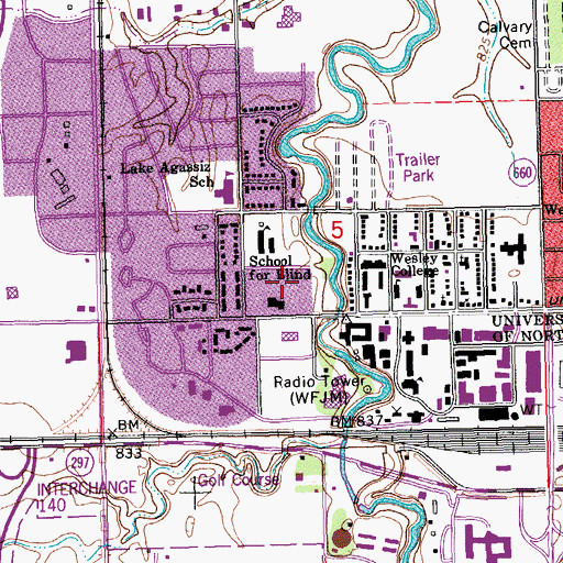 Topographic Map of Selke Hall, ND