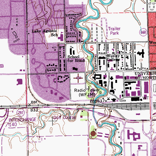 Topographic Map of Chester Fritz Auditorium, ND