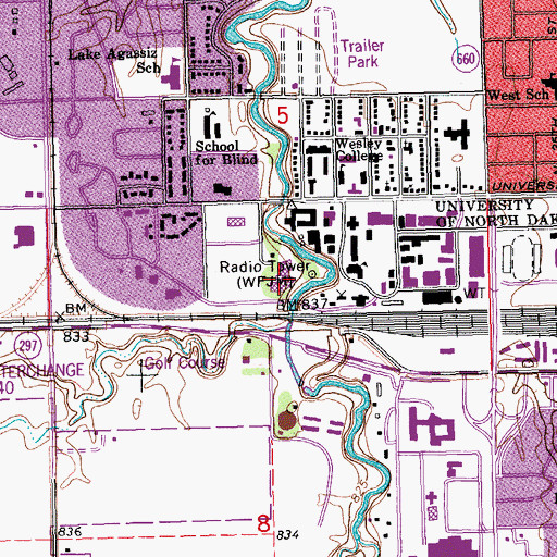 Topographic Map of Hughes Fine Arts Center, ND