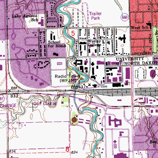 Topographic Map of Hopper-Danley Memorial Chapel, ND