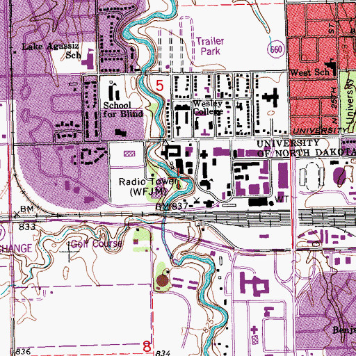 Topographic Map of Fox Bridge, ND