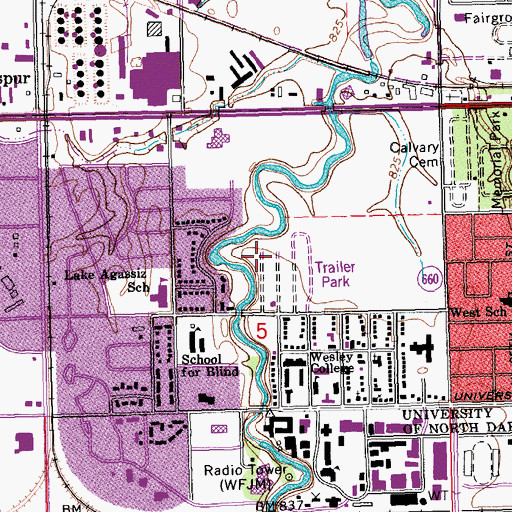 Topographic Map of Wellness Center, ND