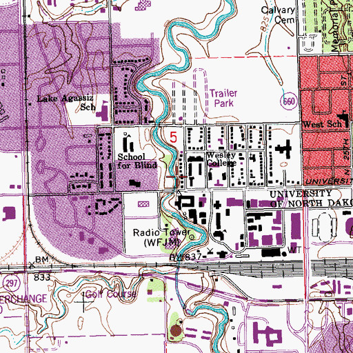 Topographic Map of American Indian Center, ND